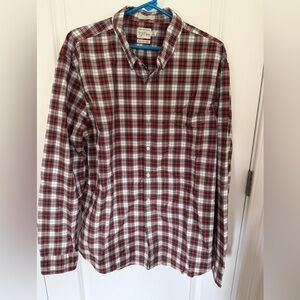 J. Crew Red and White Casual Button Down Shirt